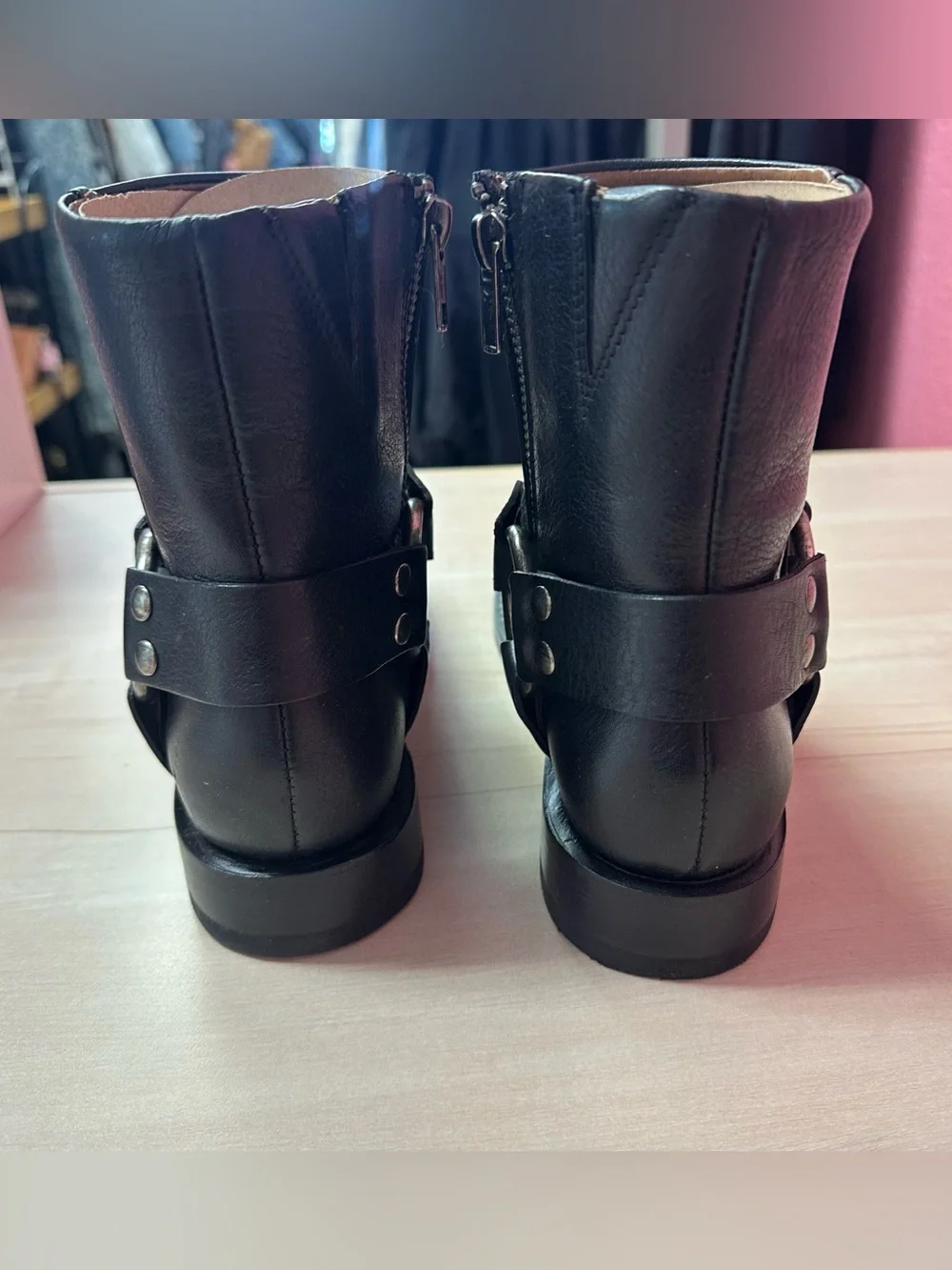 FRYE Black Harness Ankle Boots NIB